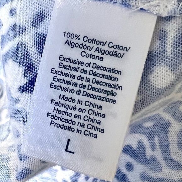 OSCAR DE LA RENTA Printed Pima Cotton Sleep Chemise Blue Diamond Grid women’s L - Picture 8 of 8